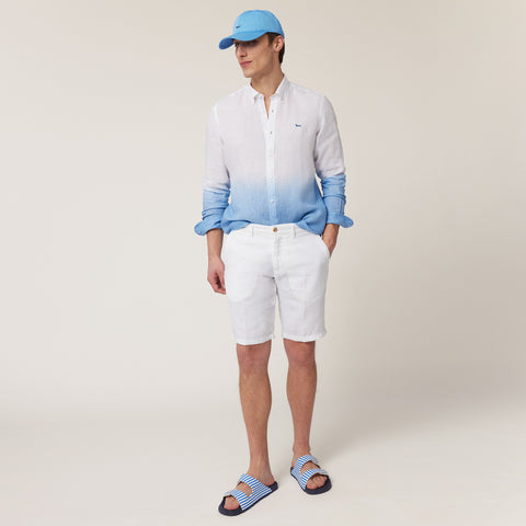Camisa Harmont & Blaine de Lino con Estampado Difuminado Narrow Fit