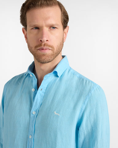 Camisa Harmont & Blaine de Lino Puro - Azul