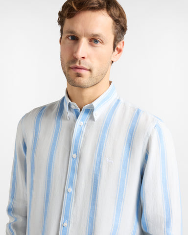 Camisa Harmont & Blaine de Lino a Rayas Azul Claro