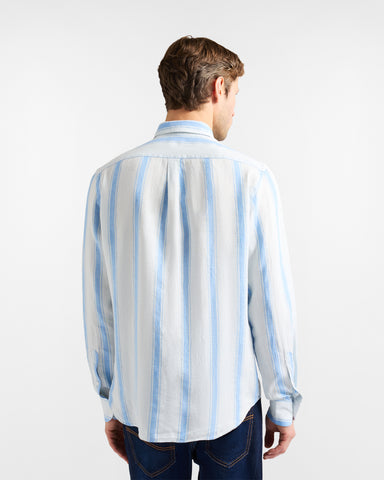Camisa Harmont & Blaine de Lino a Rayas Azul Claro