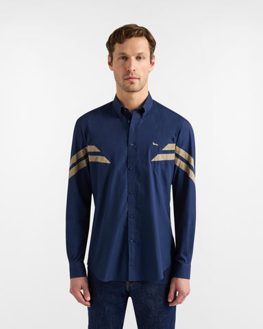 Camisa Harmont & Blaine Azul Marino con Detalles en Contraste