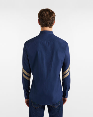 Camisa Harmont & Blaine Azul Marino con Detalles en Contraste