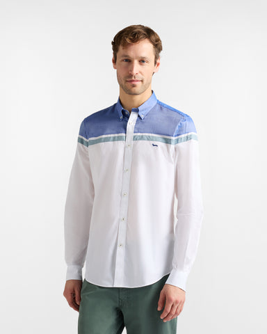 Camisa Harmont & Blaine de Algodón Blanca con Contrastes