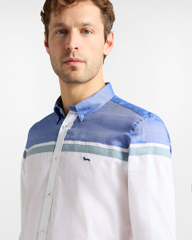 Camisa Harmont & Blaine de Algodón Blanca con Contrastes
