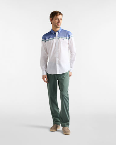 Camisa Harmont & Blaine de Algodón Blanca con Contrastes