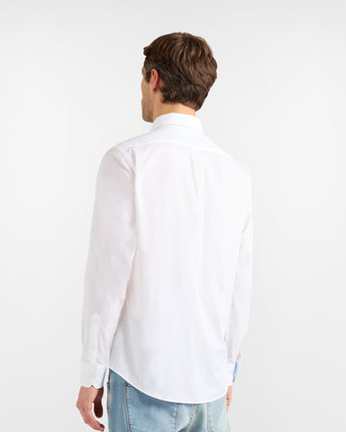 Camisa Harmont & Blaine Blanca con Bandas Azul Claro