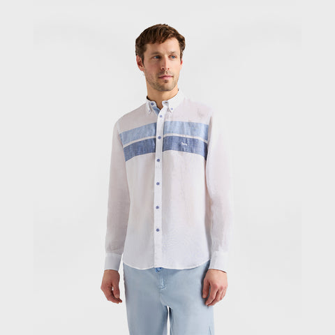 Camisa Harmont & Blaine de Lino con Bandas en Contraste