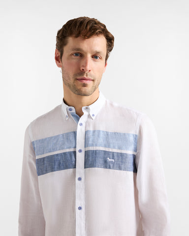 Camisa Harmont & Blaine de Lino con Bandas en Contraste