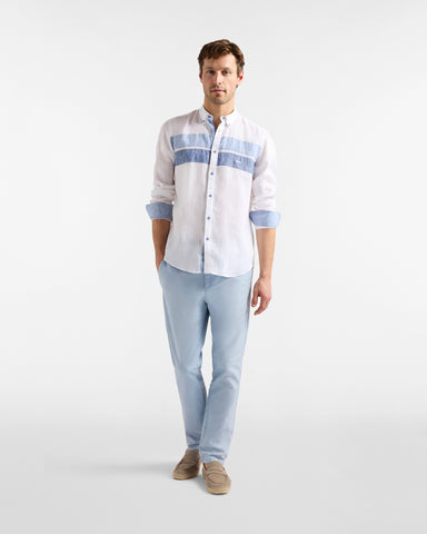 Camisa Harmont & Blaine de Lino con Bandas en Contraste