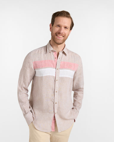 Camisa Harmont & Blaine En Lino con Bandas en Contraste