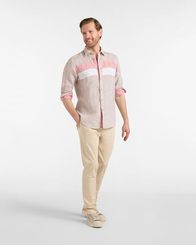 Camisa Harmont & Blaine En Lino con Bandas en Contraste