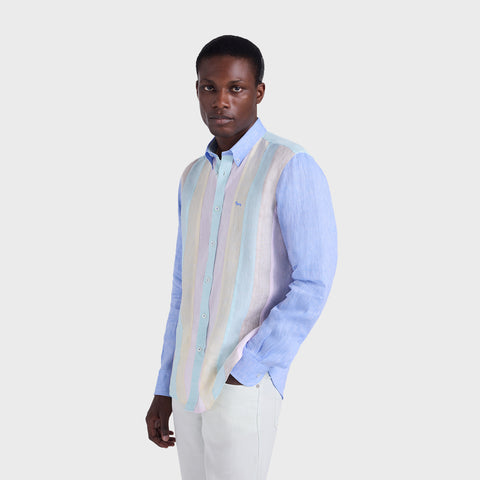 Camisa Harmont & Blaine de Lino con Bandas Verticales Multicolor