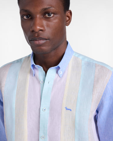 Camisa Harmont & Blaine de Lino con Bandas Verticales Multicolor