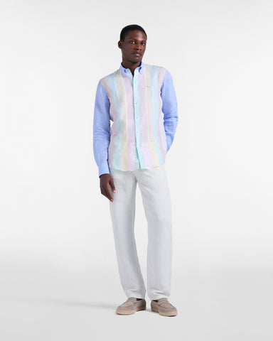 Camisa Harmont & Blaine de Lino con Bandas Verticales Multicolor
