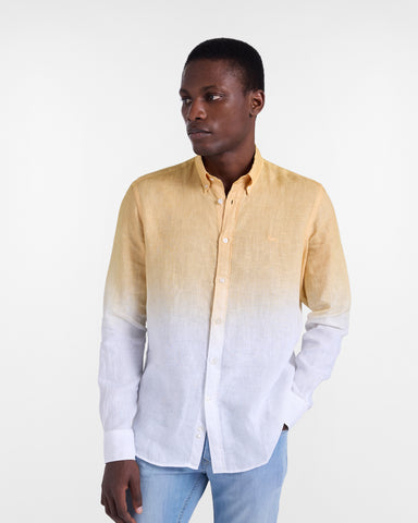 Camisa Harmont & Blaine de Lino Degradada Amarillo y Blanco