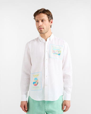 Camisa Harmont & Blaine de Lino Postcard Capsule Blanca