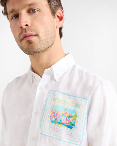 Camisa Harmont & Blaine de Lino Postcard Capsule Blanca