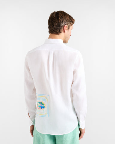 Camisa Harmont & Blaine de Lino Postcard Capsule Blanca