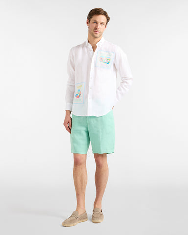 Camisa Harmont & Blaine de Lino Postcard Capsule Blanca