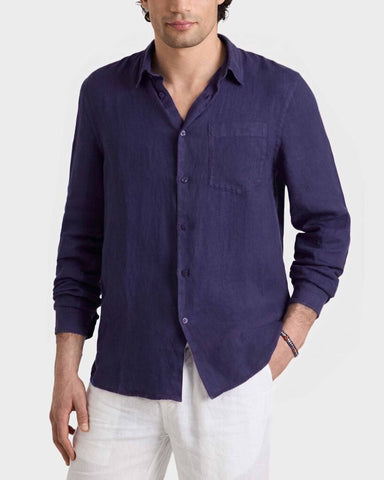 Camisa de Lino Azul Marino Vilebrequin