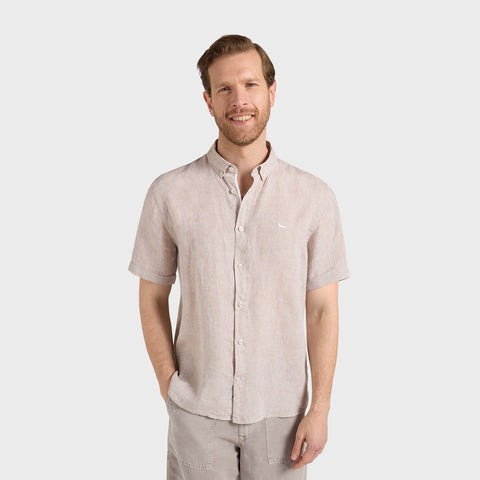 Camisa Harmont & Blaine de Puro Lino Manga Corta - Beige