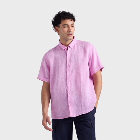 Camisa Harmont & Blaine de Puro Lino Manga Corta - Rosa