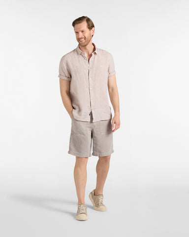 Camisa Harmont & Blaine de Puro Lino Manga Corta - Beige