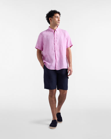 Camisa Harmont & Blaine de Puro Lino Manga Corta - Rosa