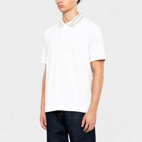Polo BOSS de Punto con Cuello en Contraste - Blanco
