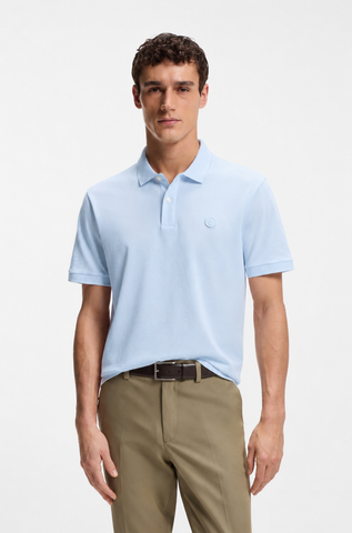Polo BOSS con Logo Bordado para Hombre - Azul Claro