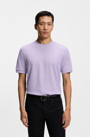 Camiseta BOSS Pastel de Punto Acanalado para Hombre - Morado