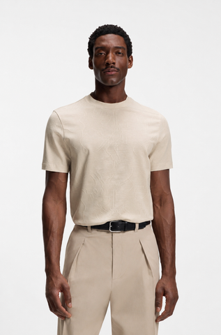 Camiseta BOSS Claro con Diseño Tonal Jacquard para Hombre -  Beige