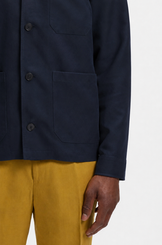 Sobrecamisa BOSS en Lino Italiano Relaxed Fit con Bolsillo de Parche - Azul Marino