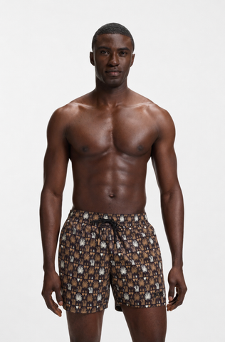 Traje de Baño BOSS tipo shorts tropical - Negro