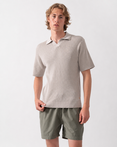 Polo de Punto BOSS con Cuello Abierto - Azul Cielo