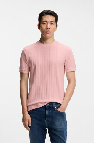 T Shirt BOSS de Punto Acanalado para Hombre -  Blanco