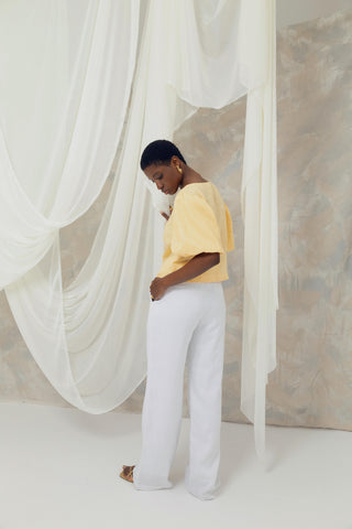 Camisa en Lino Natural Goya Faride Botones Chapado en Oro 24K