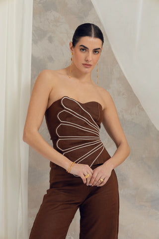 Set en Lino Faride de Top Coral + Pantalón Varadero