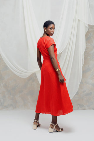 Vestido Midi Luana En Lino Natural