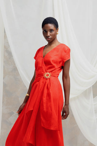 Vestido Midi Luana En Lino Natural