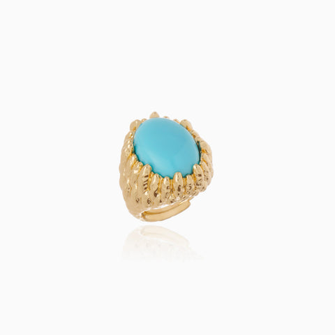 Anillo Cristina Sabatini Drago con Baño de Oro y Turquesa Natural – Dorado/Turquesa