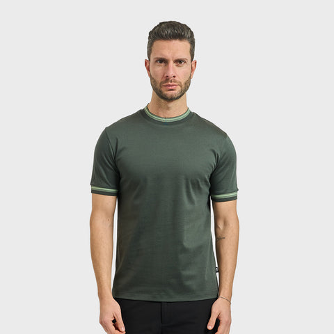 T-Shirt BOSS de algodón mercerizado con ribetes en contraste slim fi