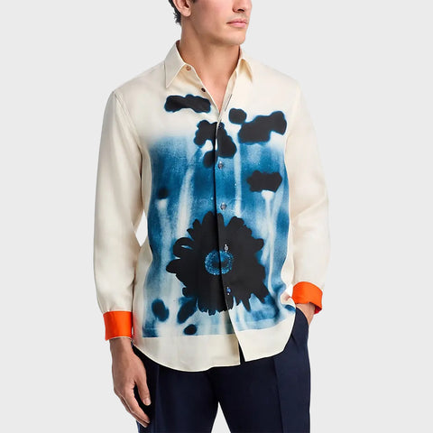 Camisa Paul Smith Slim Fit Lyocell con Arte Field Flowers