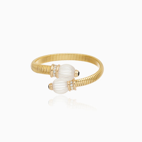 Pulsera Cristina Sabatini Garda Tubogas con Baño de Oro, Resina y Circonitas – Dorado