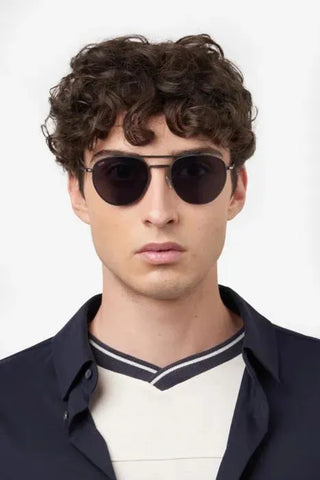 Gafas De Sol Boss Para Hombre Redondas De Metal Negro Mate Con Doble Puente