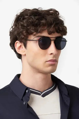 Gafas De Sol Boss Para Hombre Redondas De Metal Negro Mate Con Doble Puente