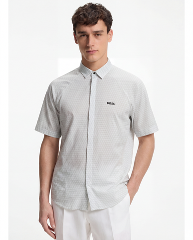 Camisa Mangas Cortas BOSS regular fit con Stretch en piqué de algodón