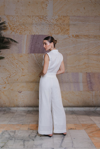 Set Faride Cádiz de Blusa y Pantalón Adin – Blanco