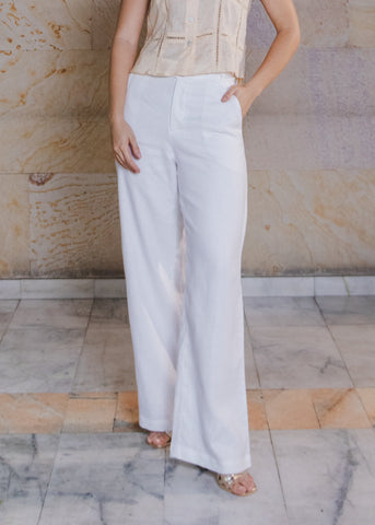 Pantalón Faride Sixta de Pierna Ancha – Blanco