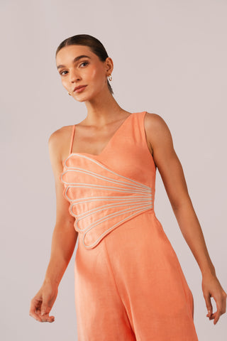 Enterizo Faride Carey de Pierna Ancha con Aplique – Coral